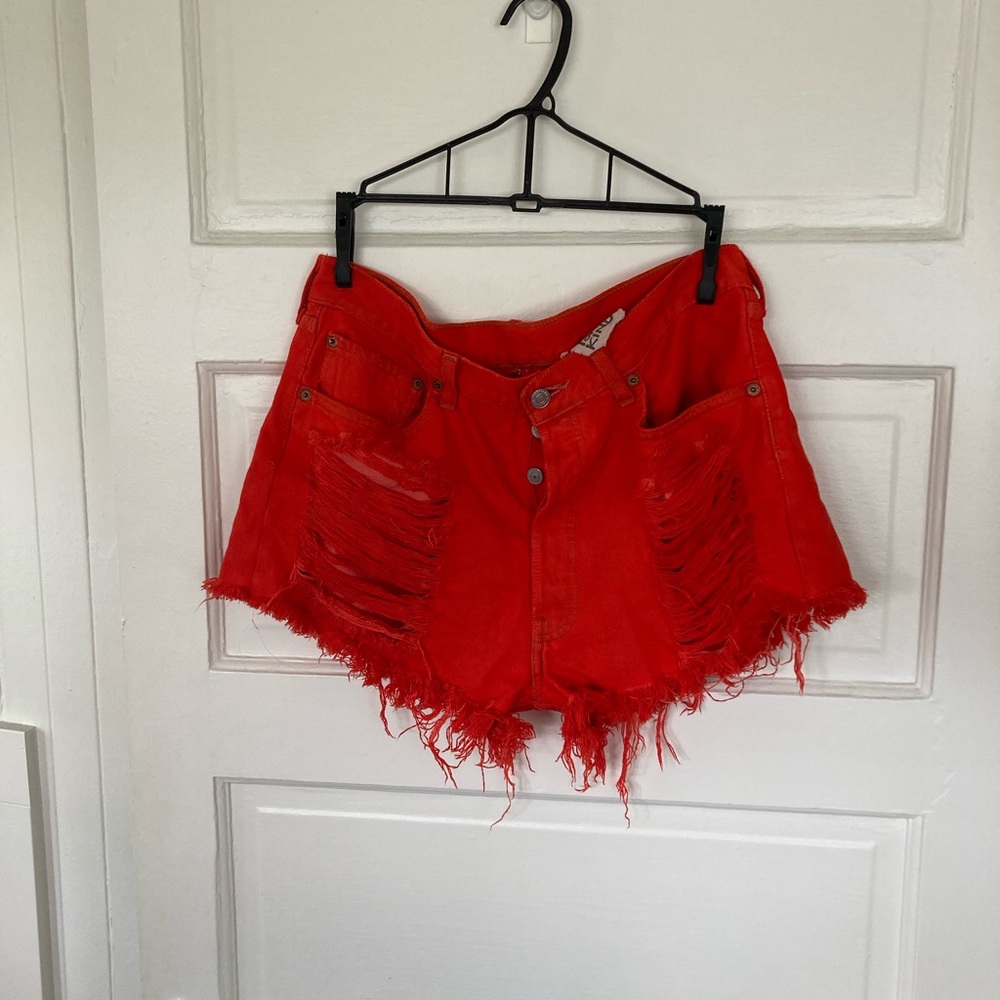 Red High Waisted vintage Levi Shorts